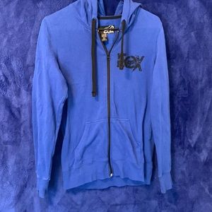 Blue and black cute fox racing zip hoodie